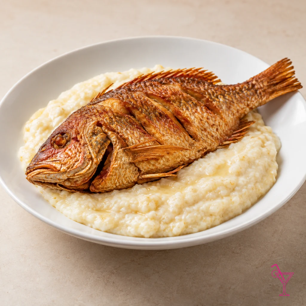 Fried Snapper w Grits