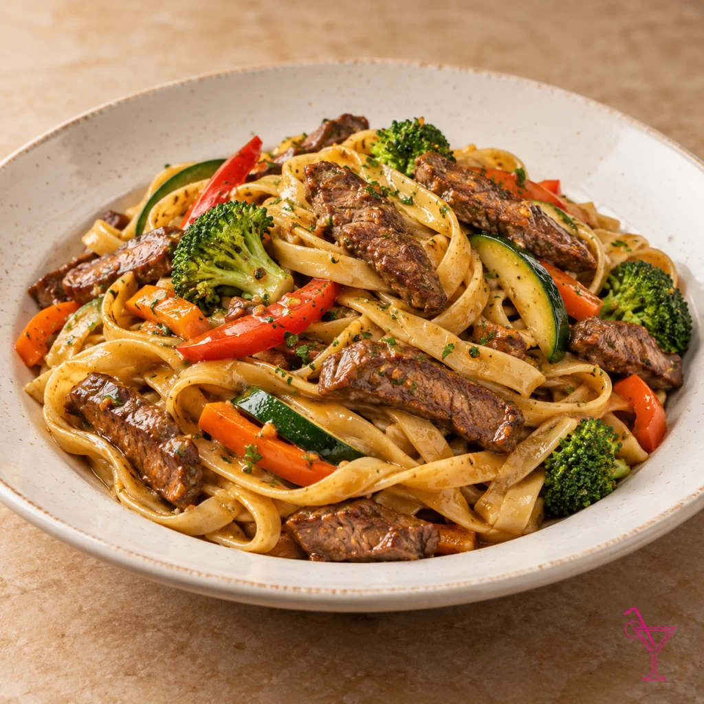 Beef Fettucine with Veggies