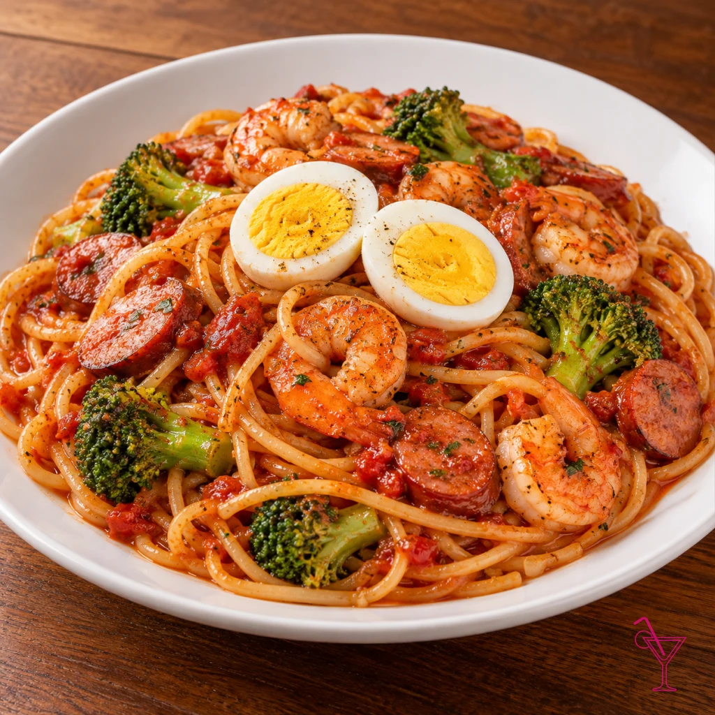 Haitian Spaghetti with Shrimp